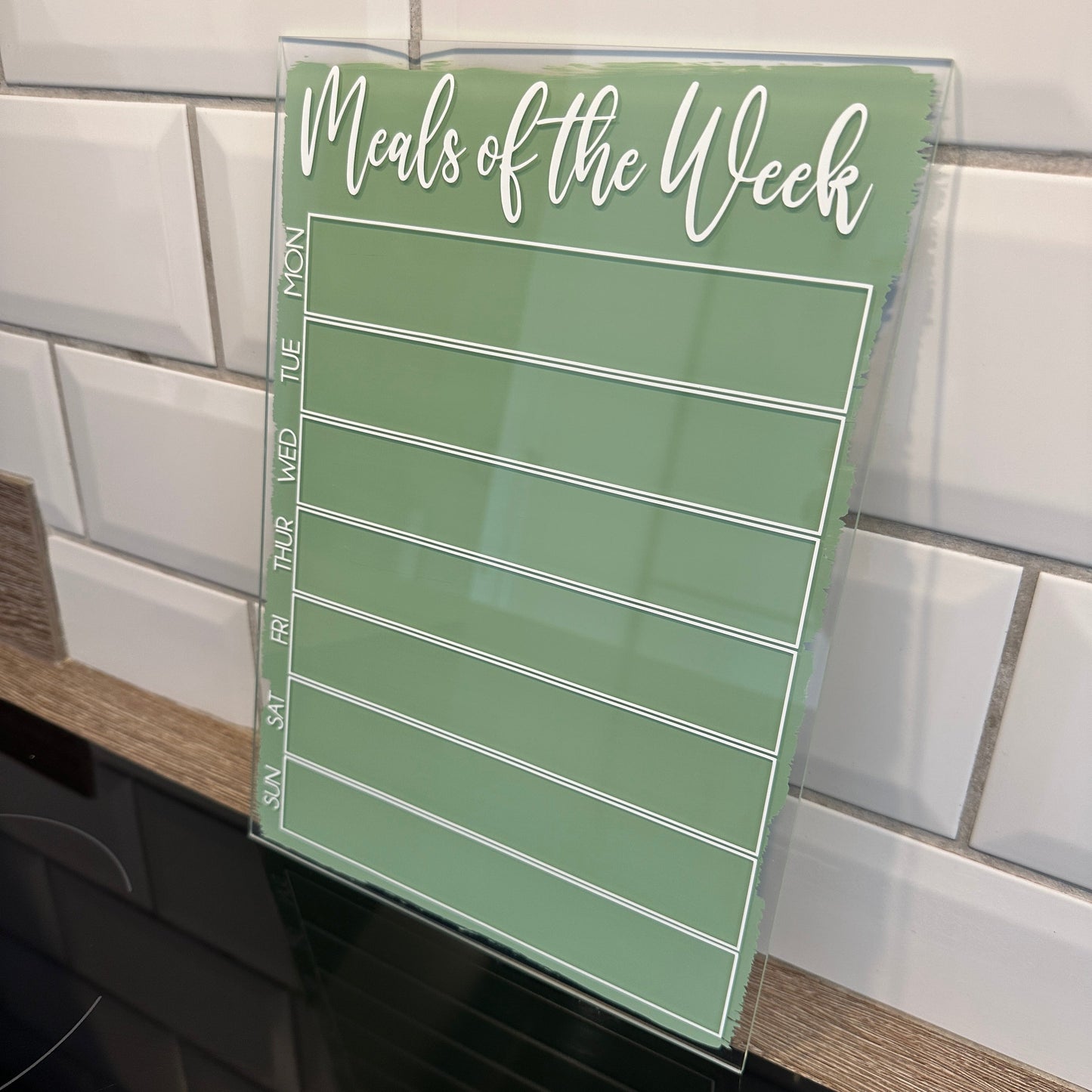 Meals Of The Week Menu Food Meal Planner Painted A4 Clear Acrylic Wipeable Sign With Drywipe Pen-2