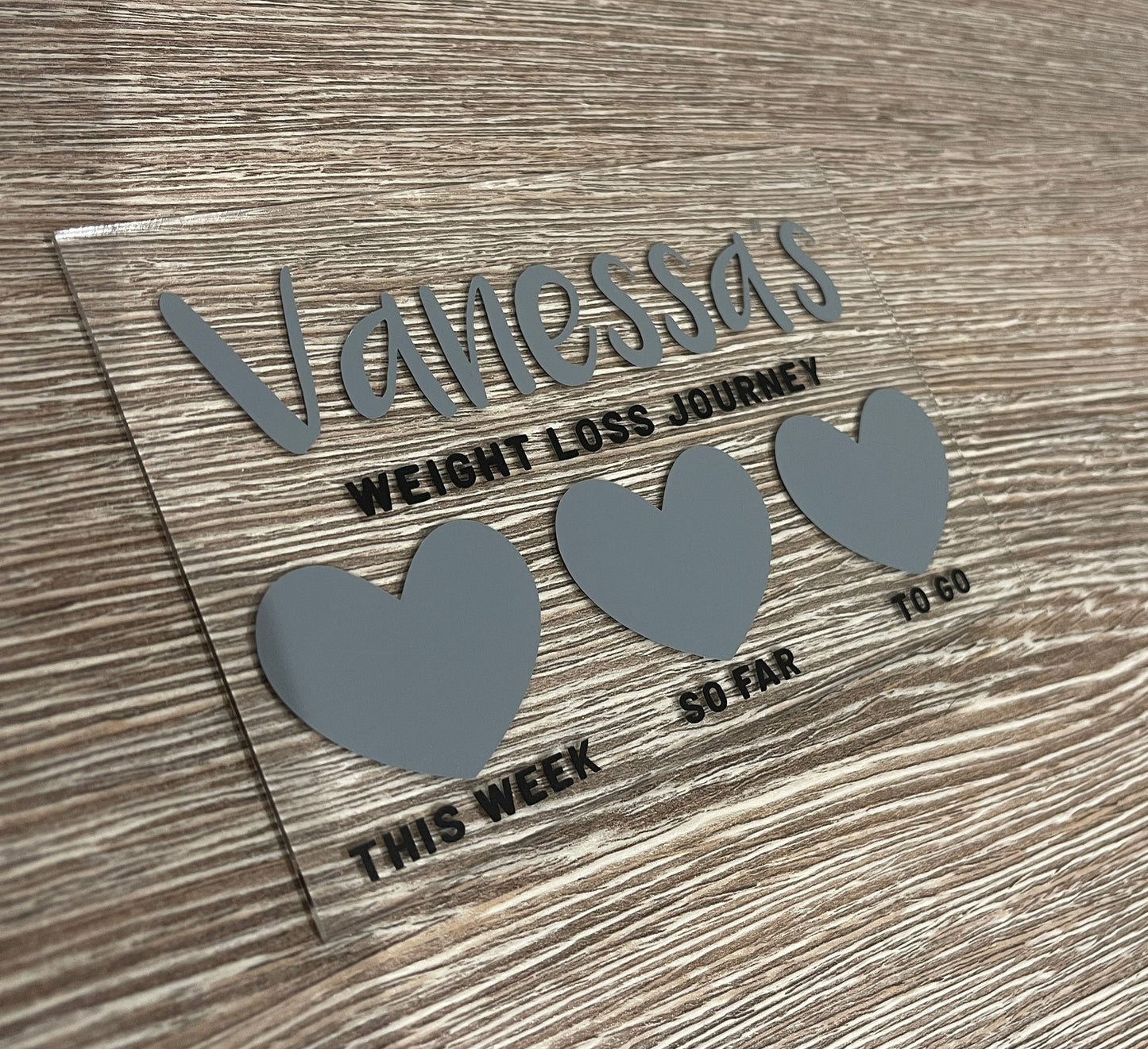 Personalised Name 10x15cm Magnetic Clear Acrylic Heart Whiteboard Weight Loss Journey Sign Plaque & Drywipe Pen-7
