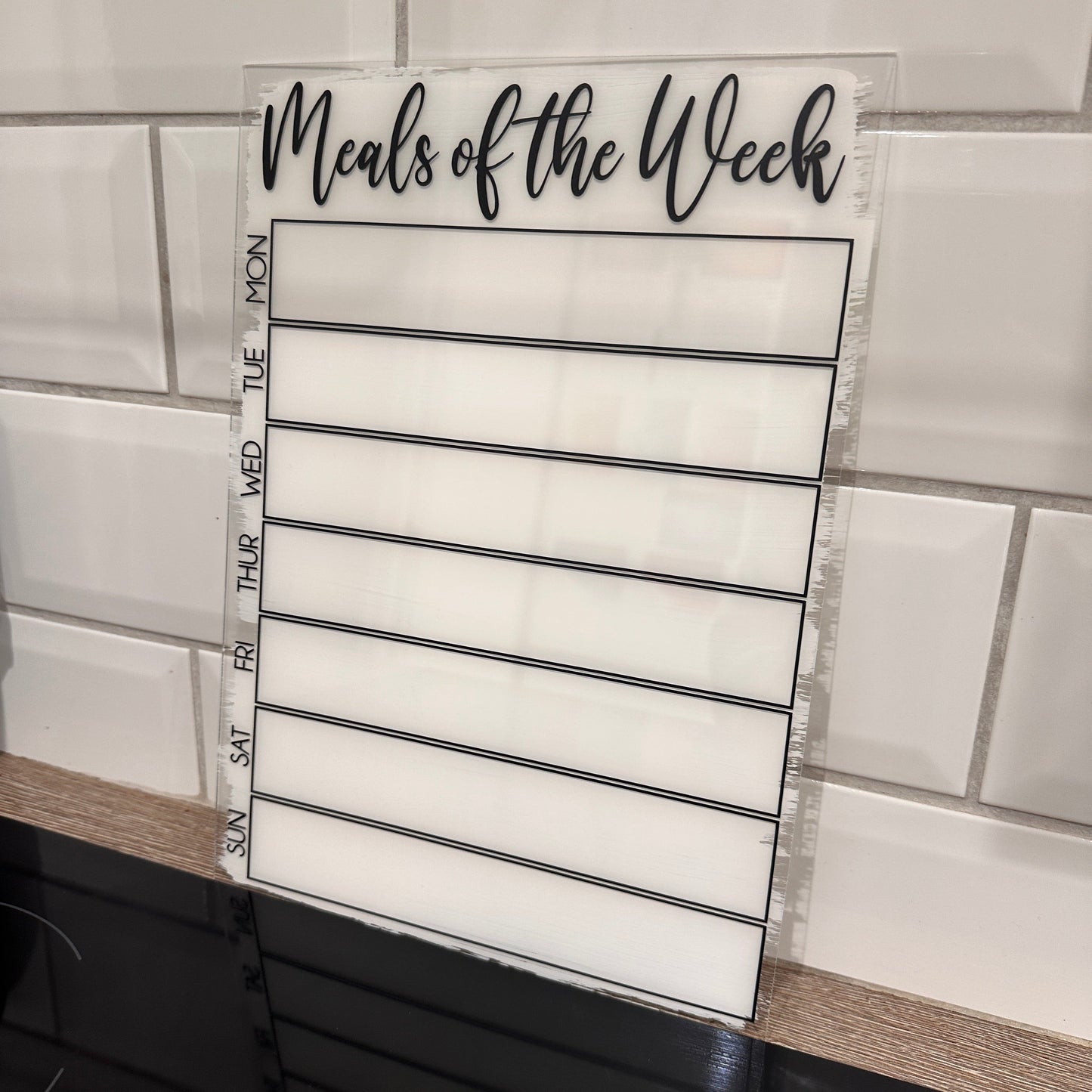 Meals Of The Week Menu Food Meal Planner Painted A4 Clear Acrylic Wipeable Sign With Drywipe Pen-1
