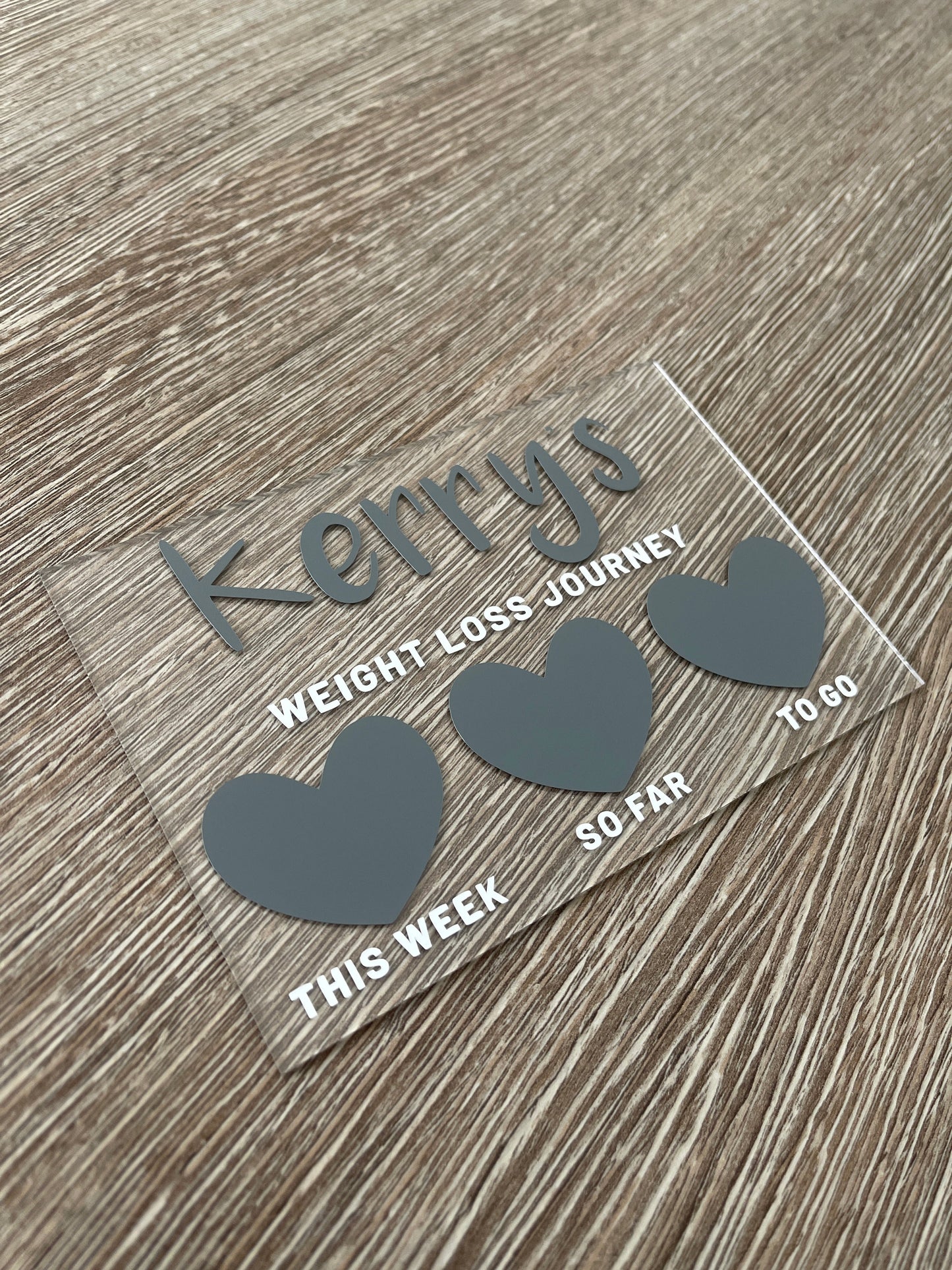 Personalised Name 10x15cm Magnetic Clear Acrylic Heart Whiteboard Weight Loss Journey Sign Plaque & Drywipe Pen-8