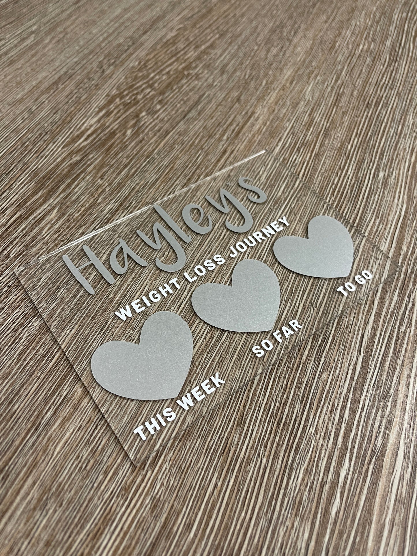 Personalised Name 10x15cm Magnetic Clear Acrylic Heart Whiteboard Weight Loss Journey Sign Plaque & Drywipe Pen-11