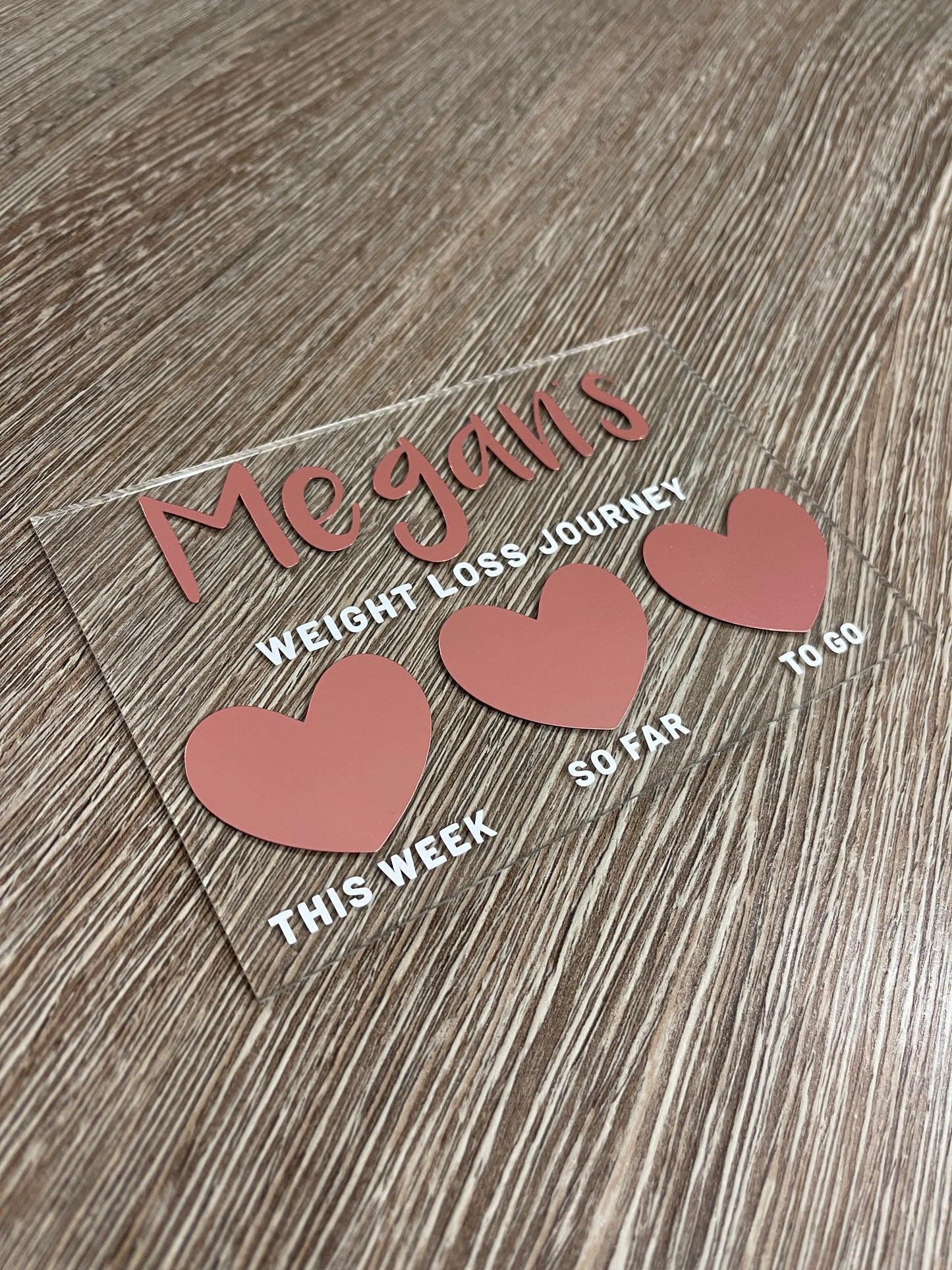 Personalised Name 10x15cm Magnetic Clear Acrylic Heart Whiteboard Weight Loss Journey Sign Plaque & Drywipe Pen-5