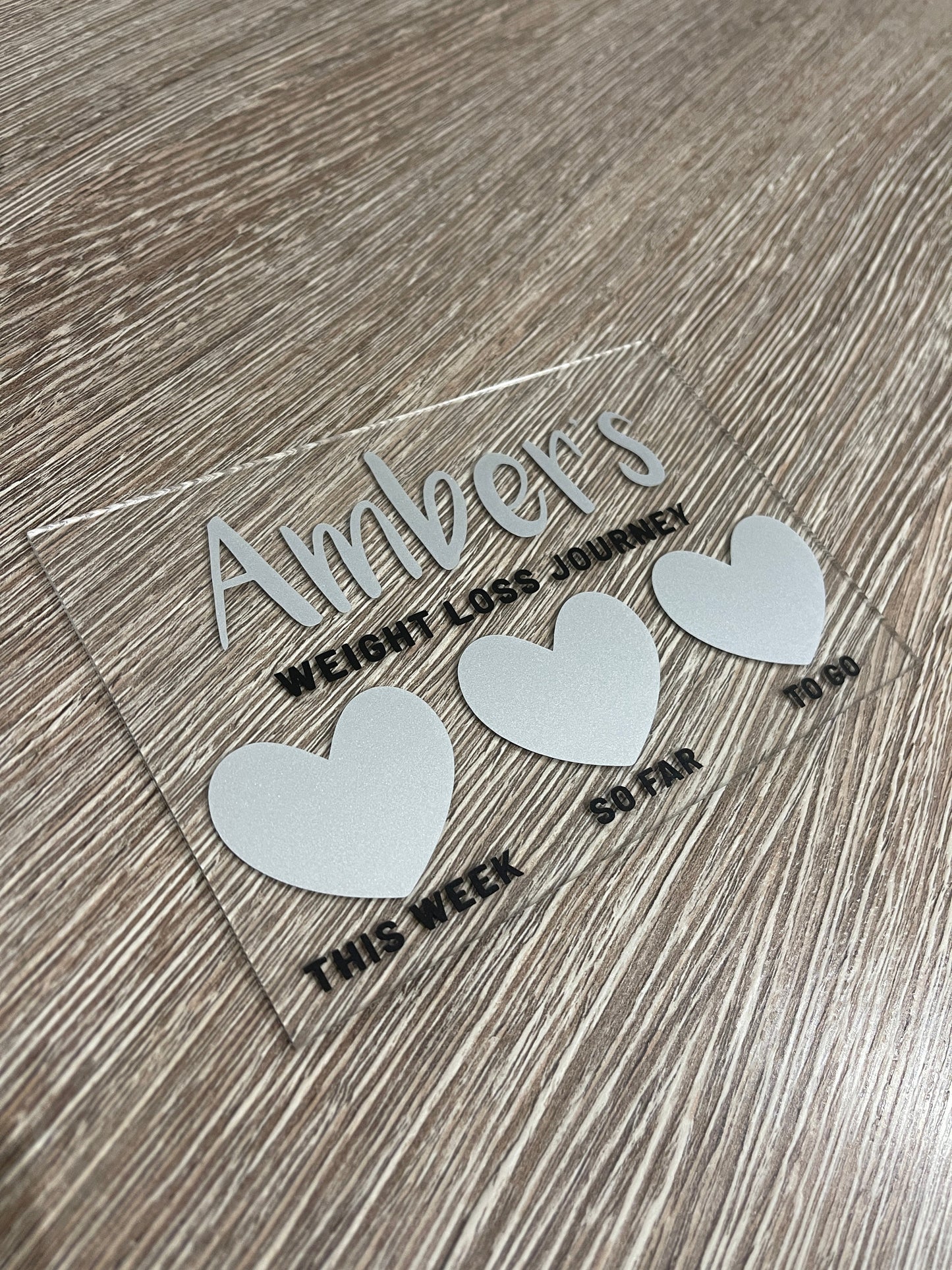 Personalised Name 10x15cm Magnetic Clear Acrylic Heart Whiteboard Weight Loss Journey Sign Plaque & Drywipe Pen-10
