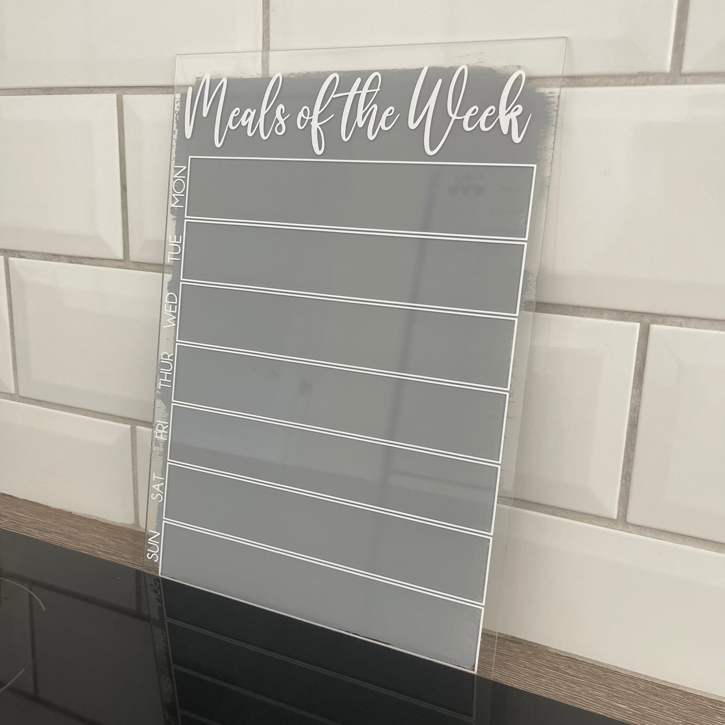 Meals Of The Week Menu Food Meal Planner Painted A4 Clear Acrylic Wipeable Sign With Drywipe Pen-0